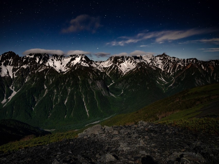 mountains night landscape peaks starry sky PNG for overlays 4k wallpaper