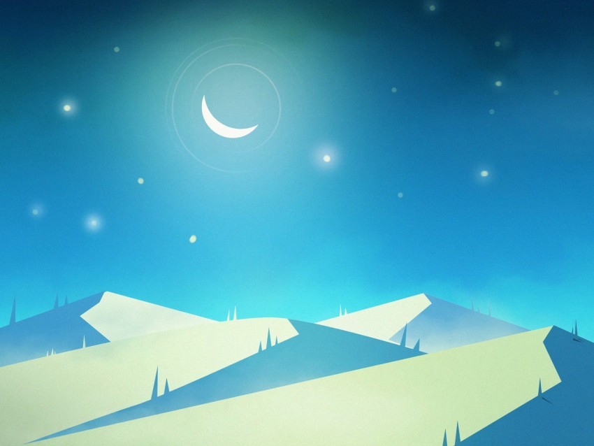 mountains night moon stars art landscape No-background PNGs