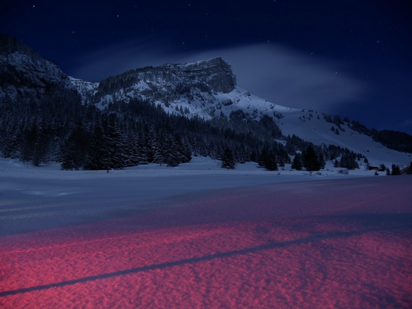 mountains night winter snow landscape france PNG graphics with clear alpha channel 4k wallpaper