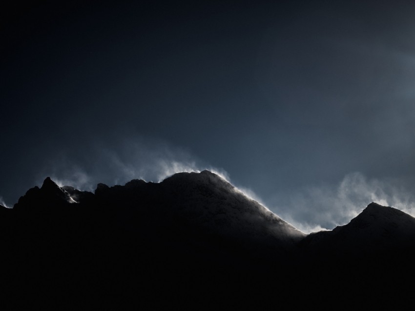 mountains peak fog enveloping dark shadow PNG with transparent backdrop 4k wallpaper