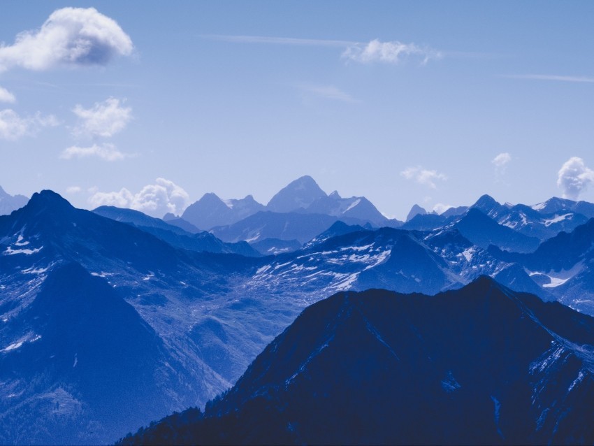 mountains peaks clouds blue sky Clean Background Isolated PNG Graphic Detail