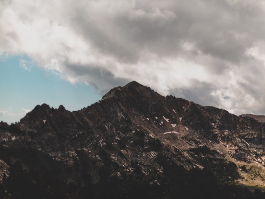 mountains peaks clouds lake landscape Free transparent background PNG