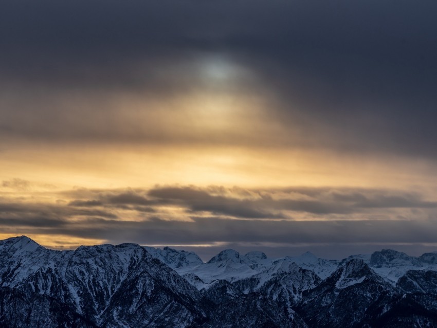 mountains peaks snowy sky clouds overcast PNG Graphic with Clear Background Isolation 4k wallpaper