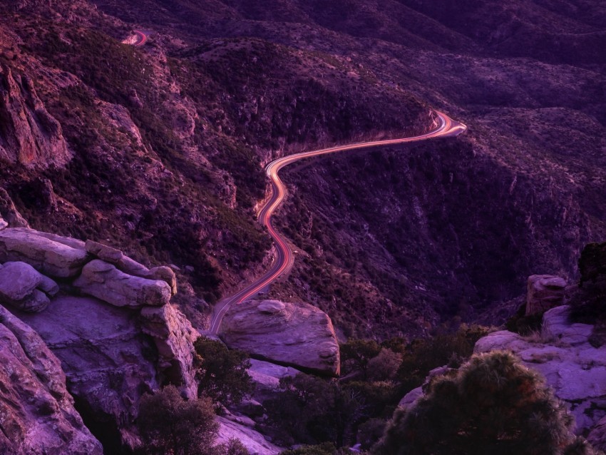 mountains road night backlight aerial view sunset Free PNG images with transparent backgrounds 4k wallpaper