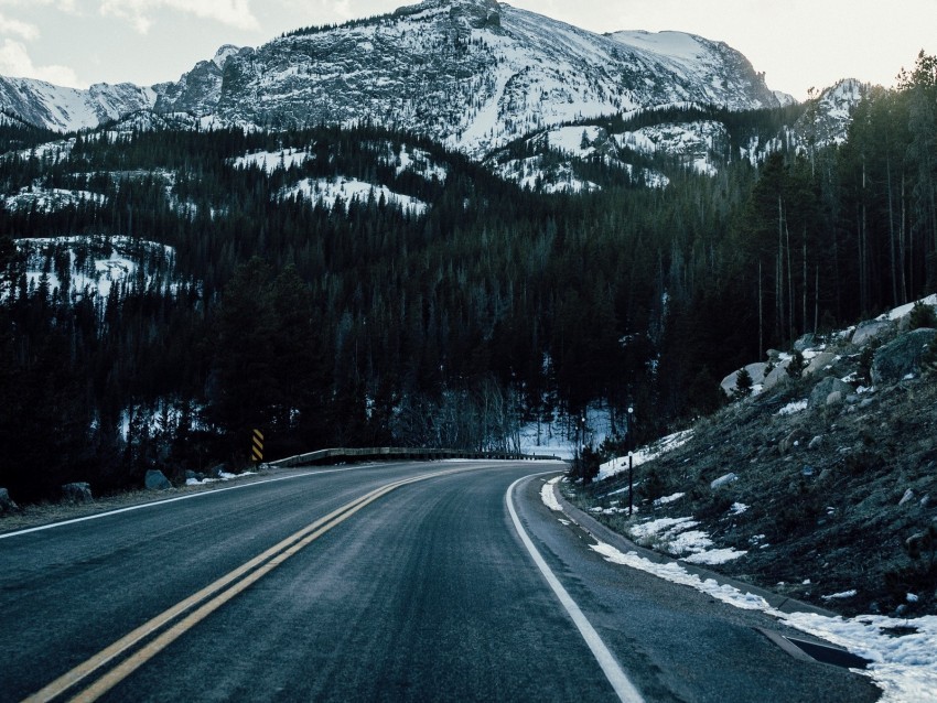 mountains road turn peaks snow PNG Graphic with Isolated Transparency