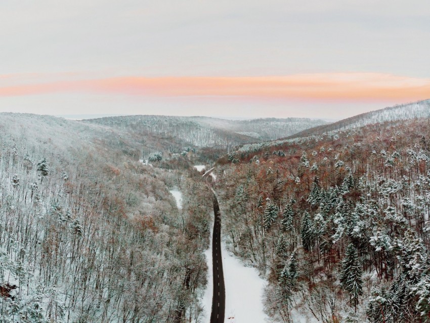 mountains road winter aerial view snow PNG clipart with transparent background 4k wallpaper