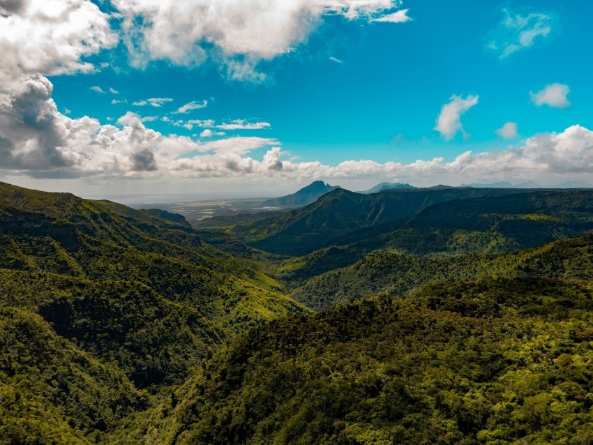 mountains sky clouds aerial view forest Isolated Graphic Element in Transparent PNG