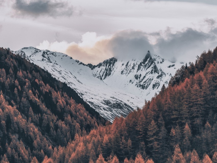 mountains sky clouds trees aerial view snow italy Isolated Subject with Clear Transparent PNG 4k wallpaper