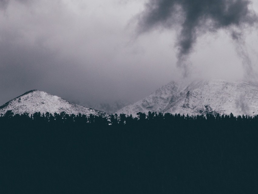 mountains snowy clouds overcast snow winter PNG for mobile apps 4k wallpaper