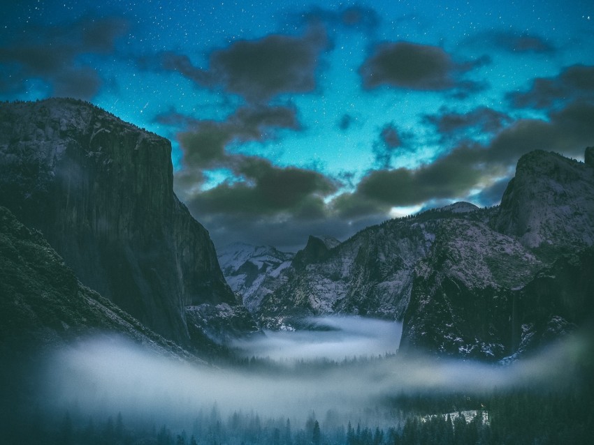 mountains starry sky fog clouds High-resolution transparent PNG files