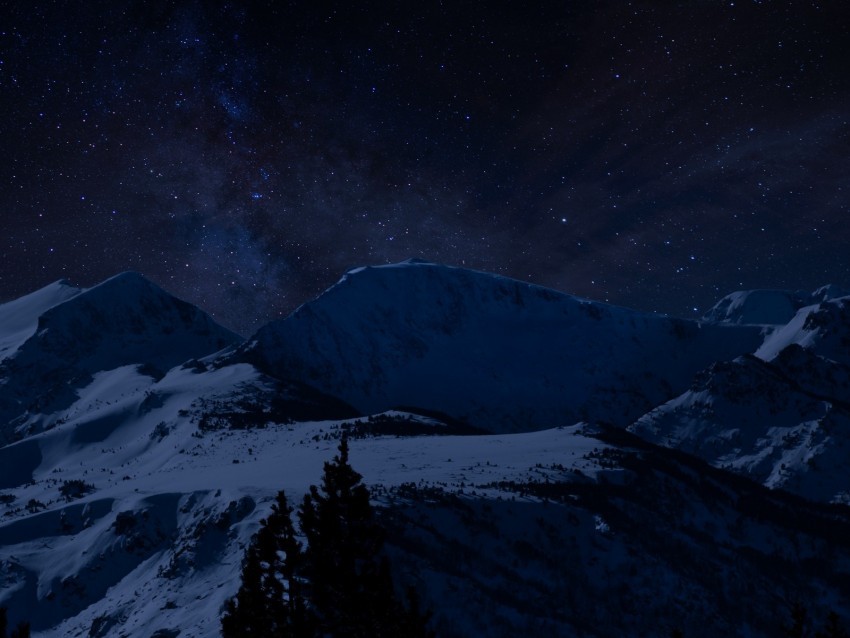 mountains starry sky night snowy PNG graphics for presentations