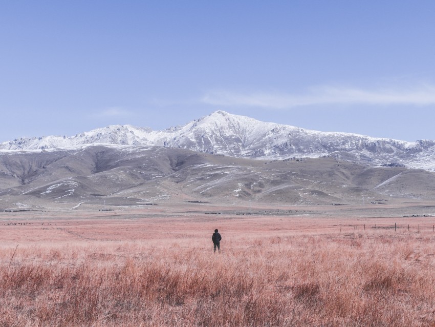 mountains steppe man loneliness landscape PNG with no bg