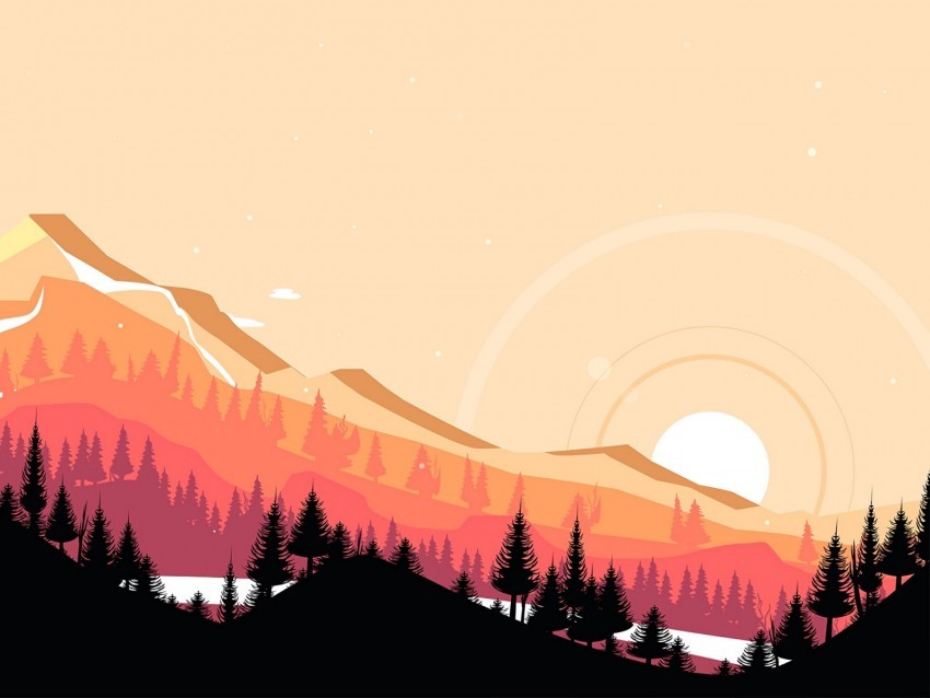 mountains sunset art vector landscape PNG transparent images for printing 4k wallpaper