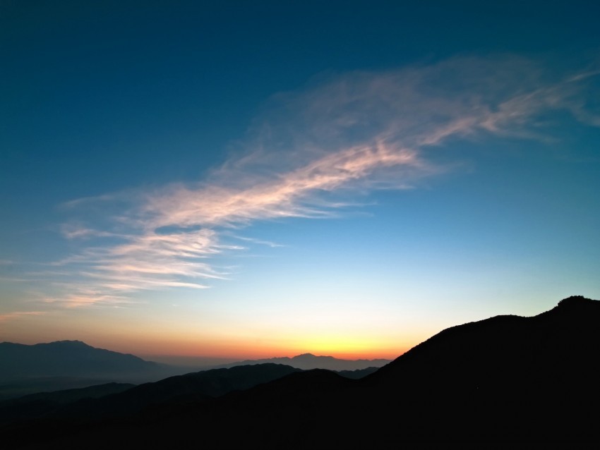 mountains sunset horizon sky clouds california PNG file with no watermark