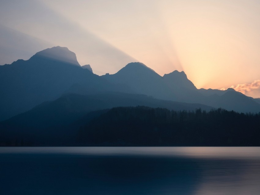 mountains sunset lake light sky silence PNG graphics with alpha transparency bundle 4k wallpaper