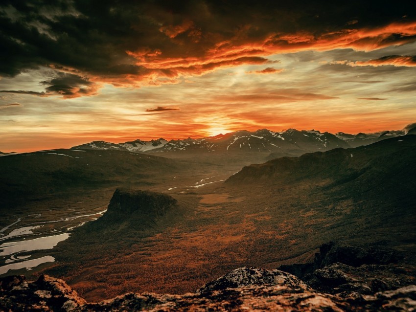 mountains sunset sky overcast clouds landscape HD transparent PNG