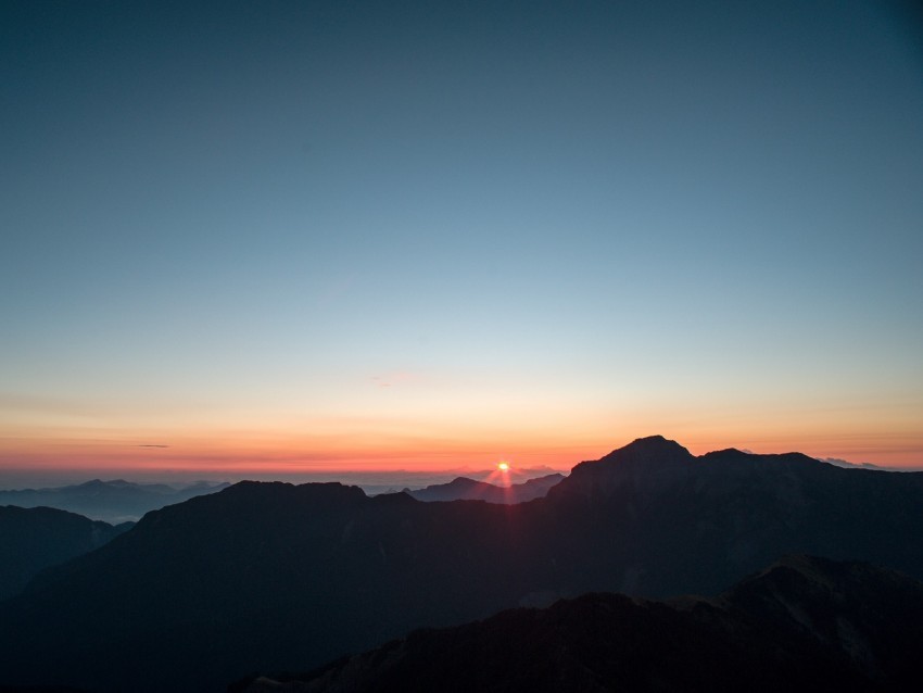 mountains sunset sky peaks aerial view Isolated Character in Transparent Background PNG