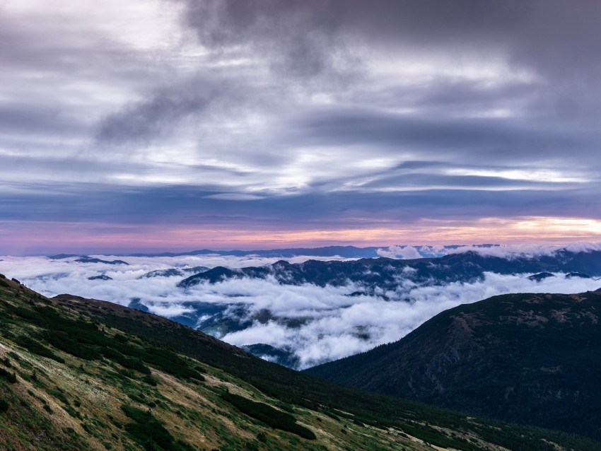 mountains top clouds sunset sky porous High-resolution transparent PNG images 4k wallpaper