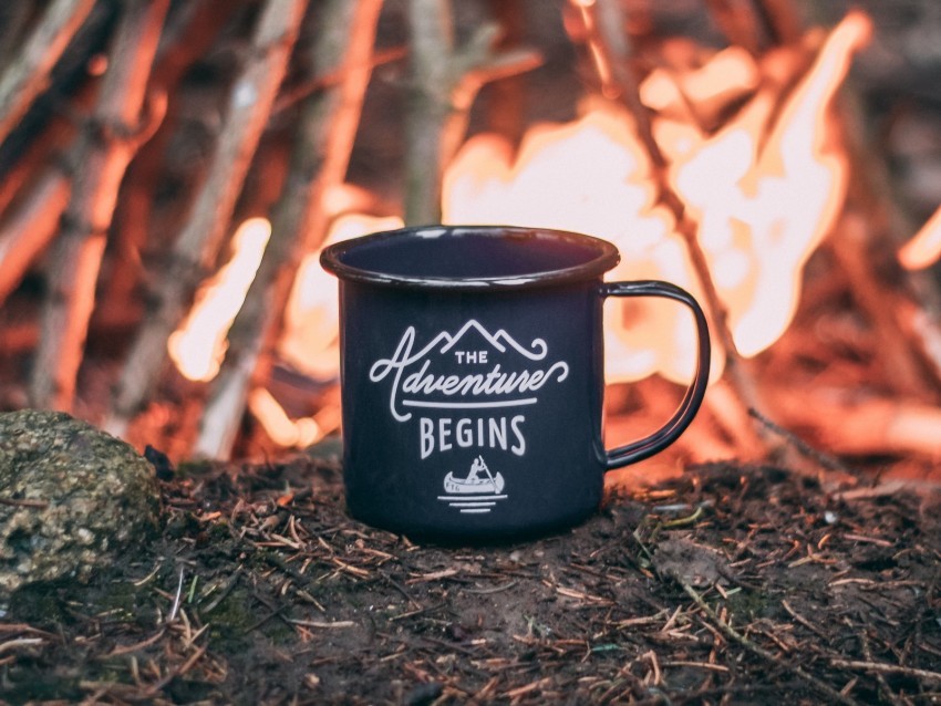 mug campfire camping trip Clear Background Isolated PNG Illustration