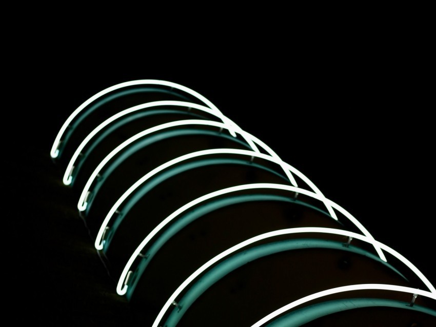 neon lines lights arc curved dark Isolated Design in Transparent Background PNG