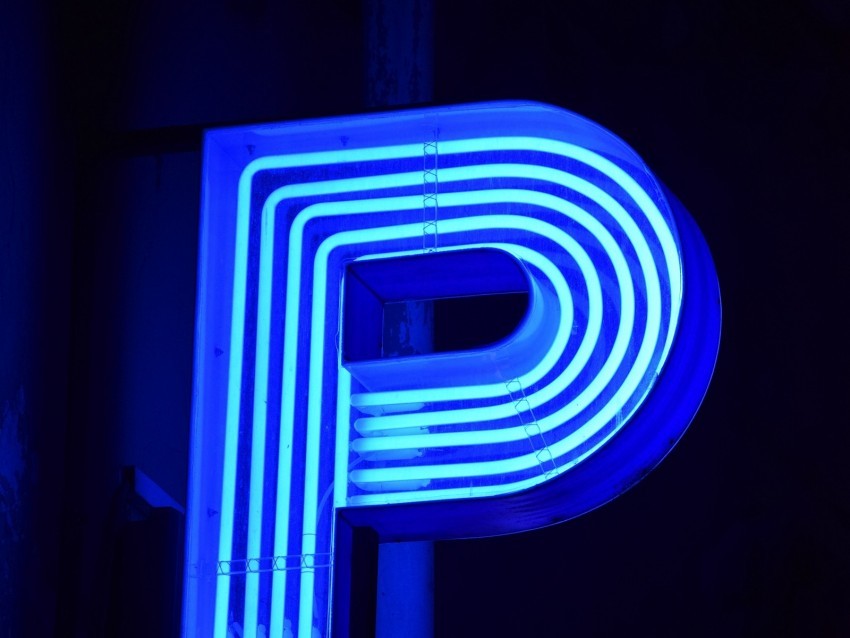 neon sign letter glow blue PNG with no bg 4k wallpaper