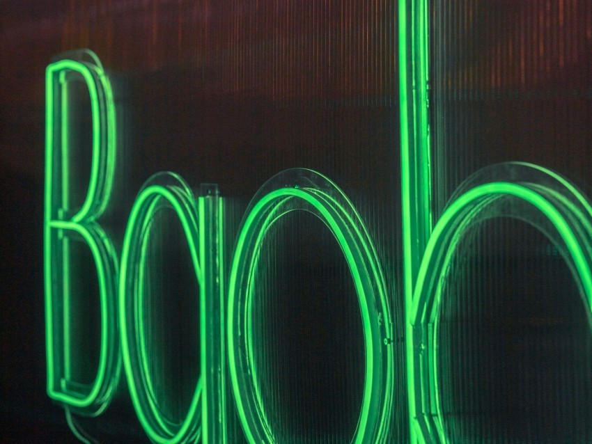 neon sign text letters green light Isolated Subject with Transparent PNG