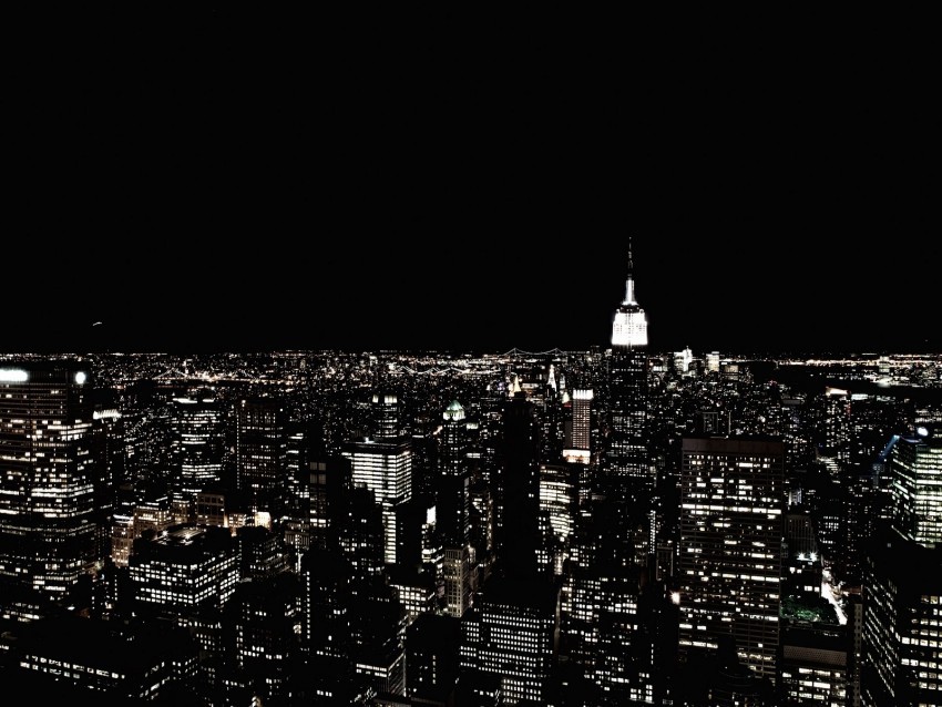 new york night city skyscraper city lights skyline Isolated Element with Clear PNG Background