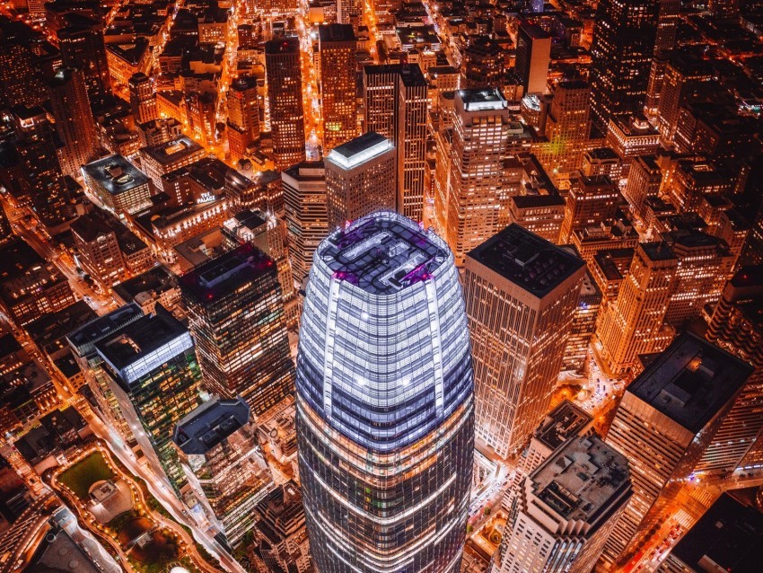 night city aerial view architecture buildings towers skyscrapers roofs Isolated Object with Transparent Background in PNG