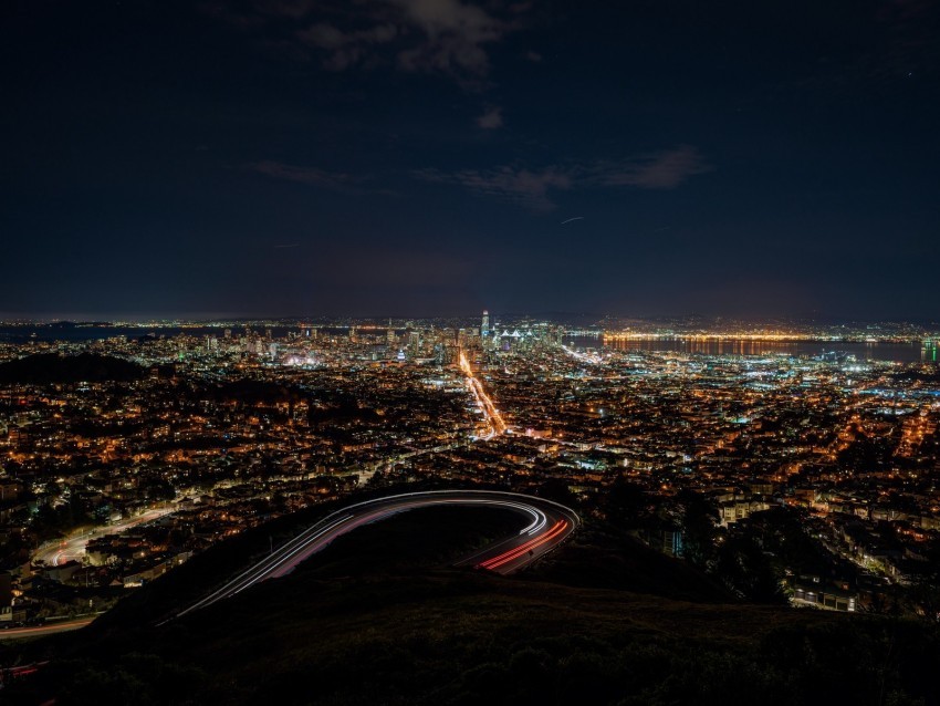night city aerial view city lights overview night san francisco usa Transparent PNG Isolated Object