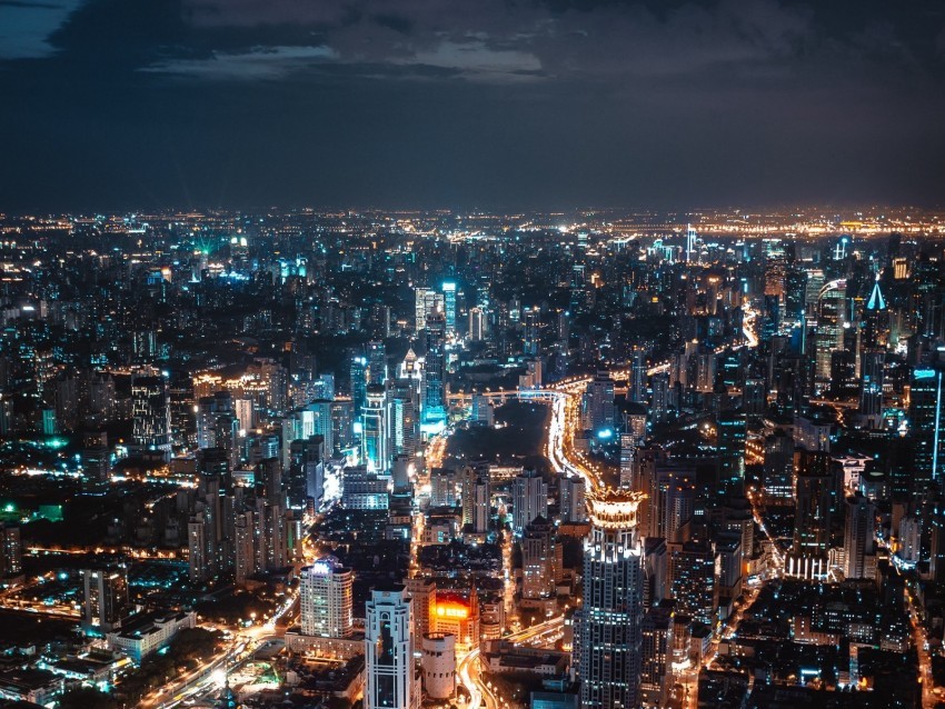 night city aerial view skyscrapers city lights Isolated Icon in Transparent PNG Format