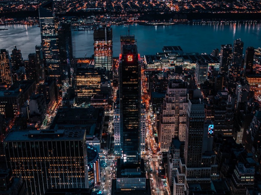 night city aerial view skyscrapers city lights buildings metropolis Isolated Artwork in HighResolution Transparent PNG