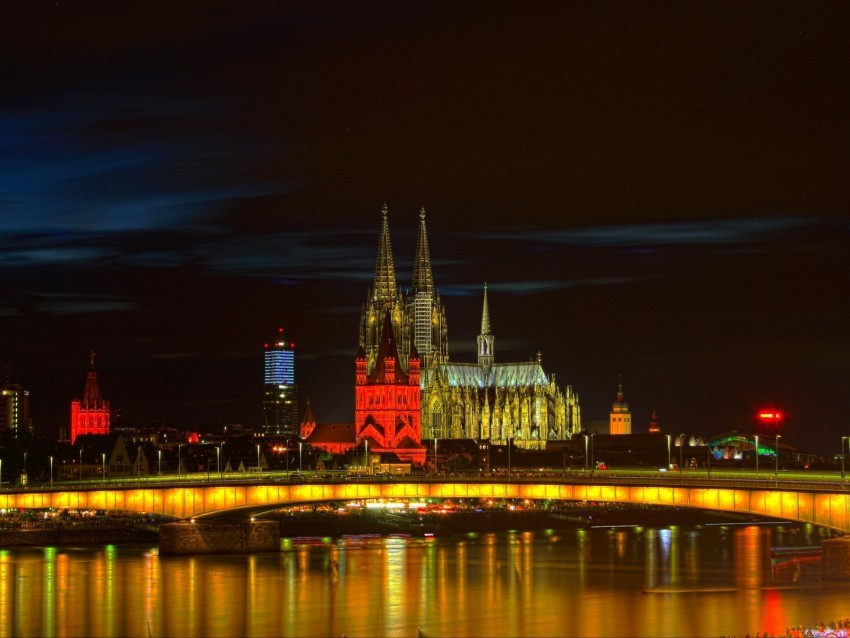 night city architecture gothic cologne germany PNG with transparent overlay 4k wallpaper