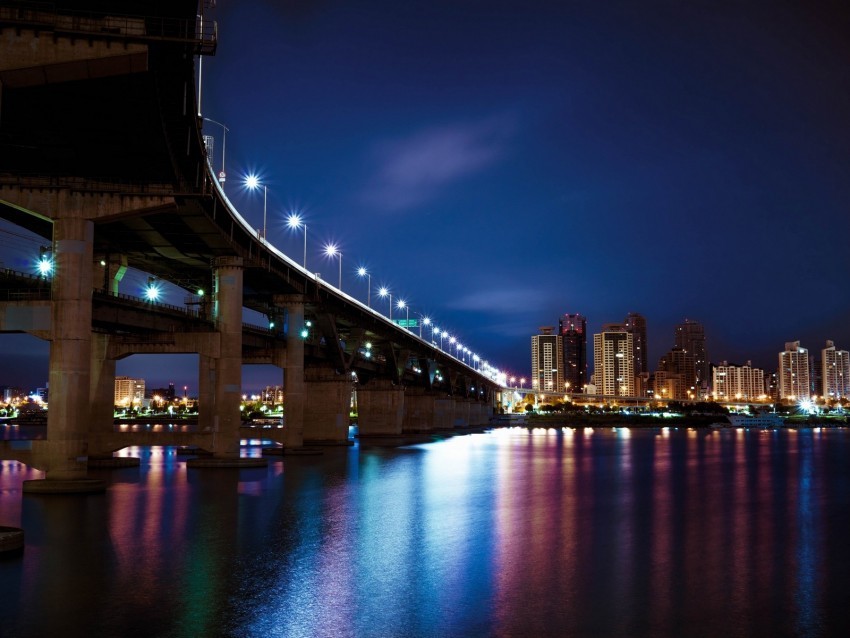 night city bridge city lights river light Transparent PNG pictures complete compilation