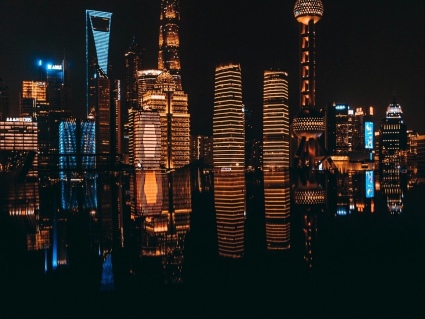 night city buildings architecture dark reflection Isolated Character on Transparent PNG