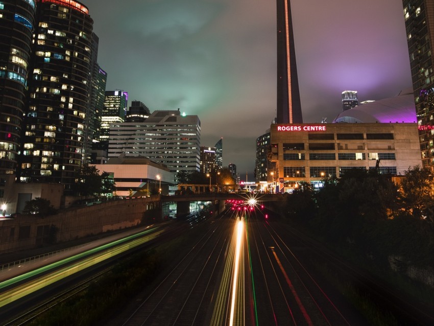 night city buildings architecture lights railroad PNG Image with Clear Background Isolation