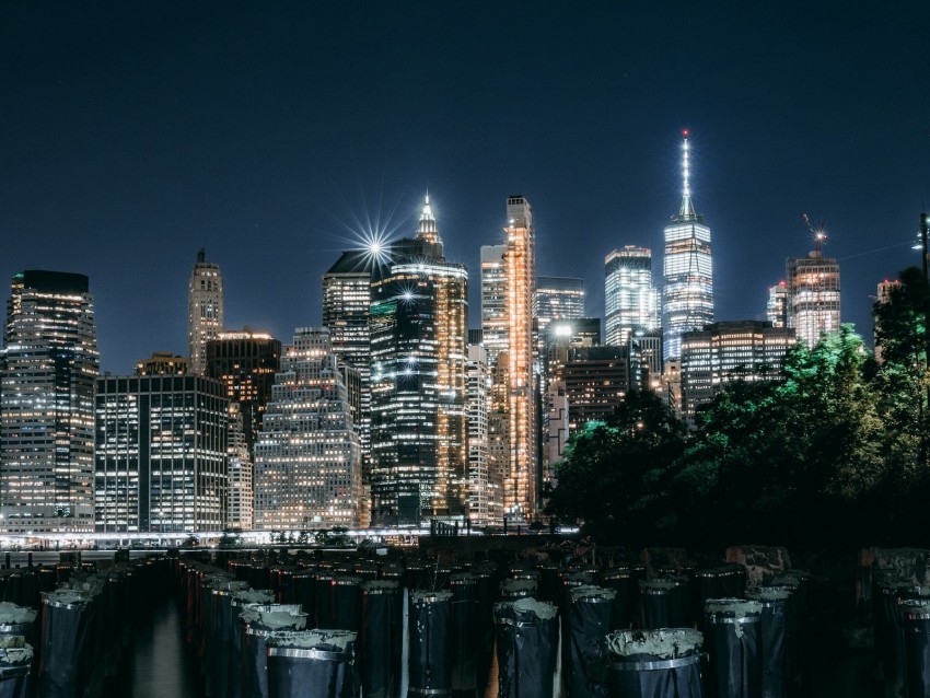 night city buildings architecture lights river HighResolution Transparent PNG Isolation