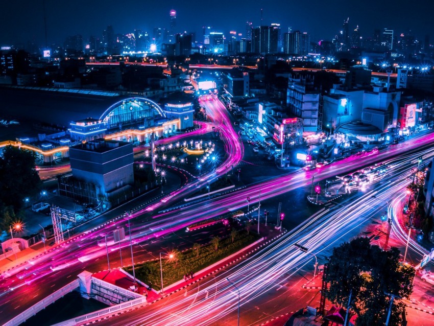 night city city lights architecture bangkok thailand PNG for Photoshop 4k wallpaper