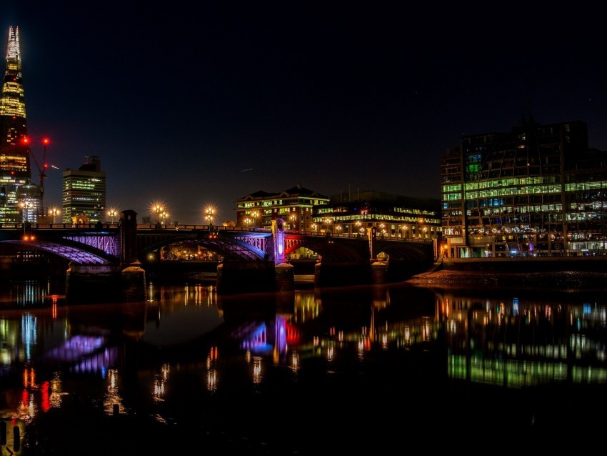 night city city lights bridge river thames london uk PNG Image with Transparent Background Isolation