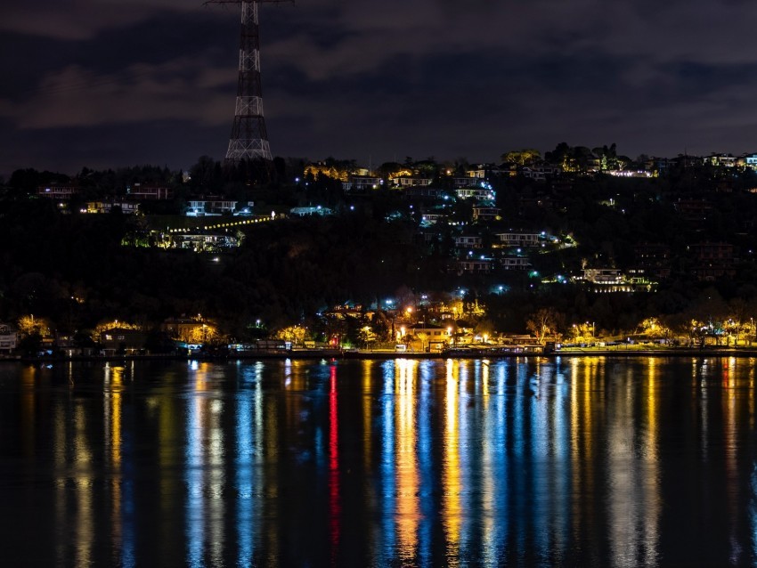 night city city lights coast reflection istanbul turkey PNG images without BG