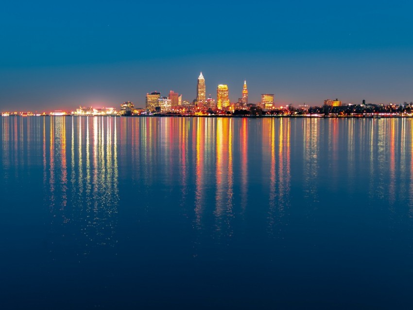 night city city lights panorama beach cleveland ohio Transparent Cutout PNG Graphic Isolation