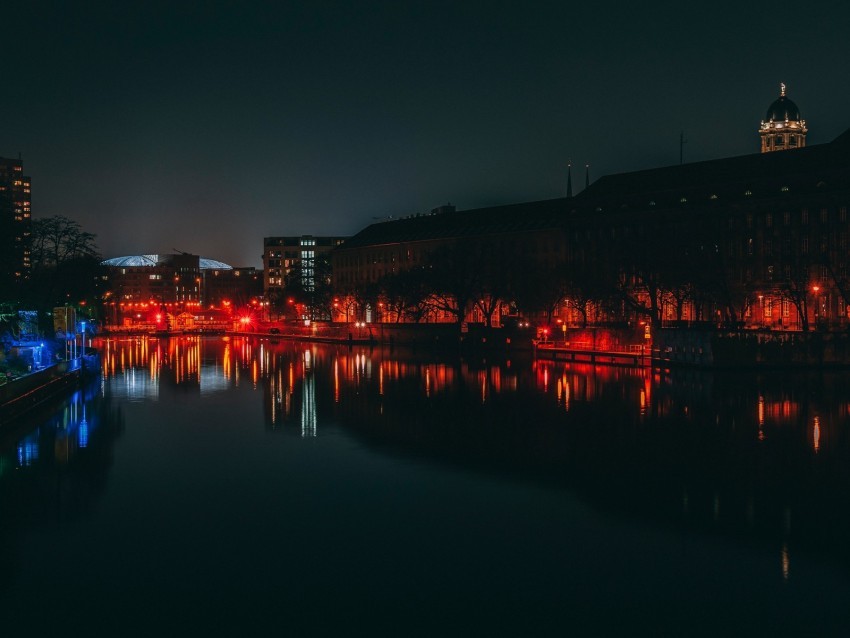 night city city lights river shore berlin germany PNG images with cutout