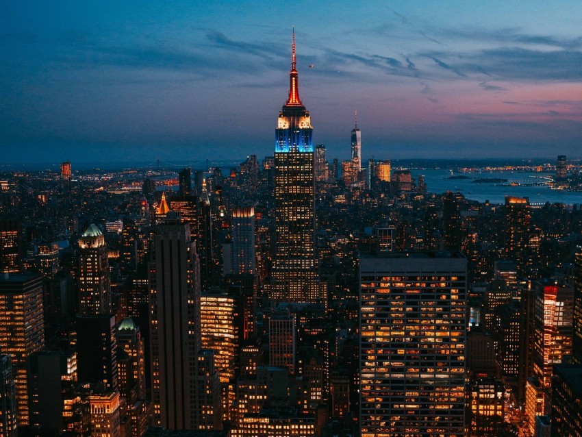 night city city lights skyscraper new york metropolis top view usa PNG Graphic with Transparent Background Isolation