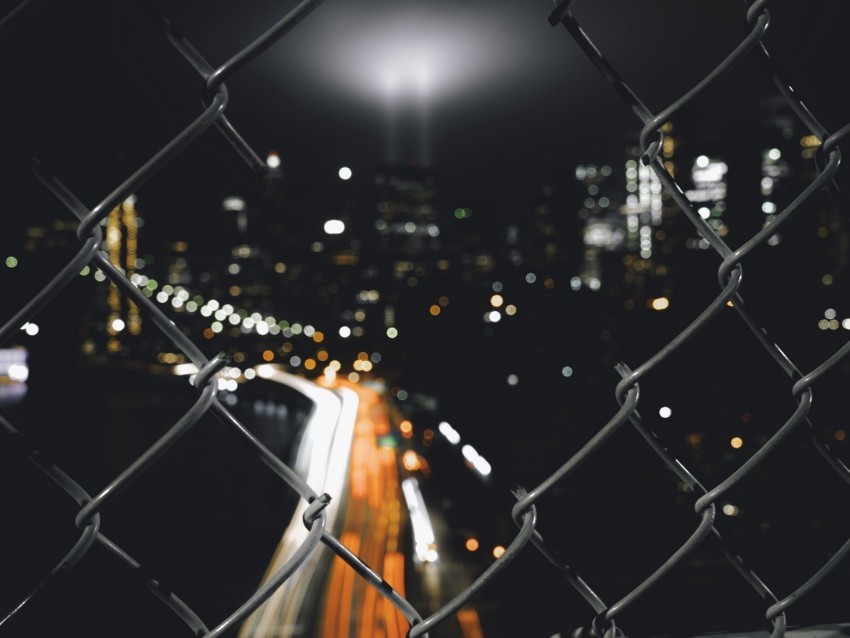 night city fence mesh glare blur Isolated Artwork on Transparent Background PNG 4k wallpaper