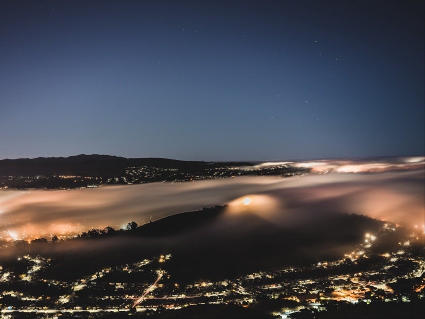 night city fog aerial view horizon veil PNG Isolated Illustration with Clarity