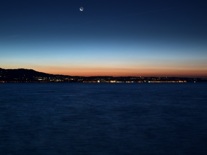 night city horizon sunset night sea coast Isolated Design in Transparent Background PNG