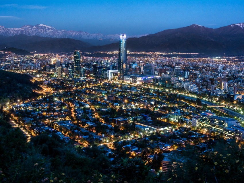 night city lights cities mountains chile Transparent PNG Isolated Object with Detail 4k wallpaper