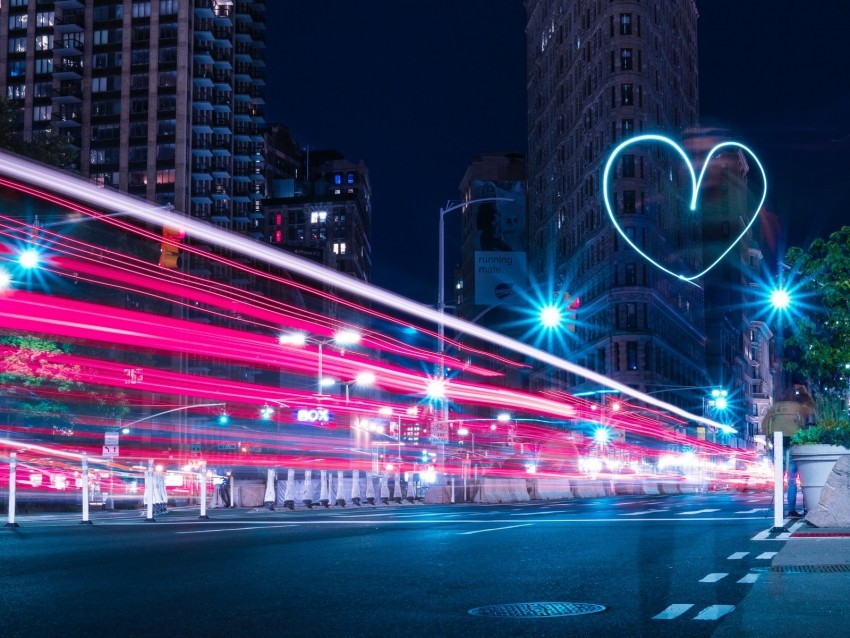 night city long exposure architecture night heart new york usa PNG transparent designs for projects 4k wallpaper