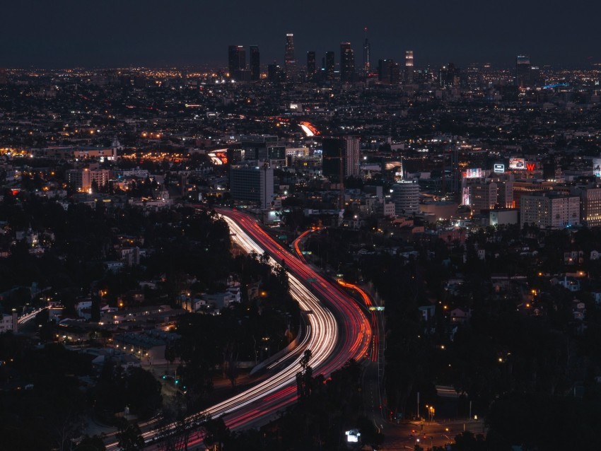 night city long exposure city lights night los angeles united states Transparent Background Isolation in HighQuality PNG