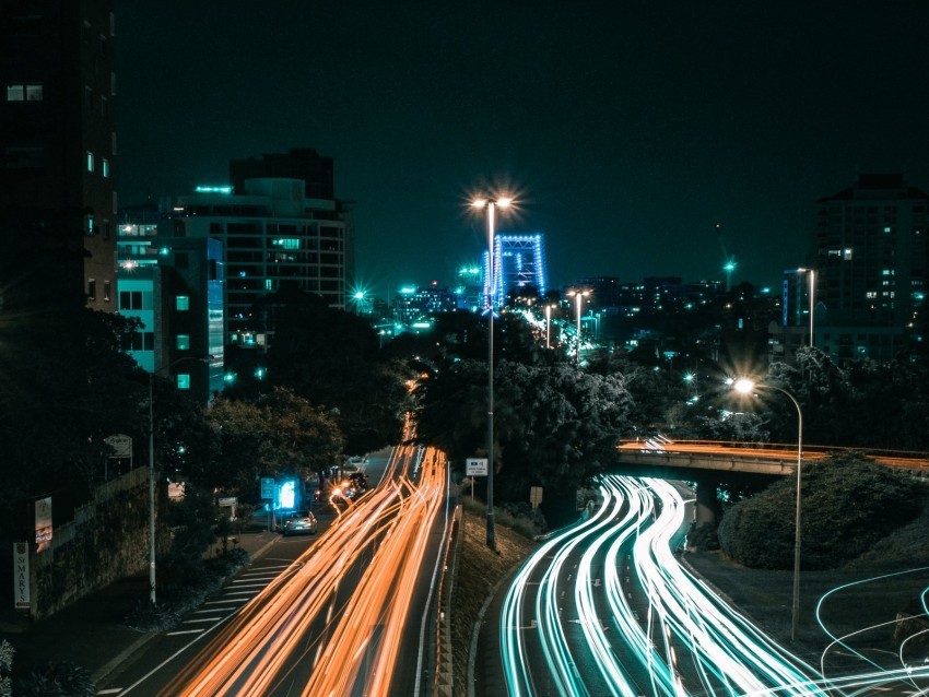 night city long exposure road direction PNG for educational projects