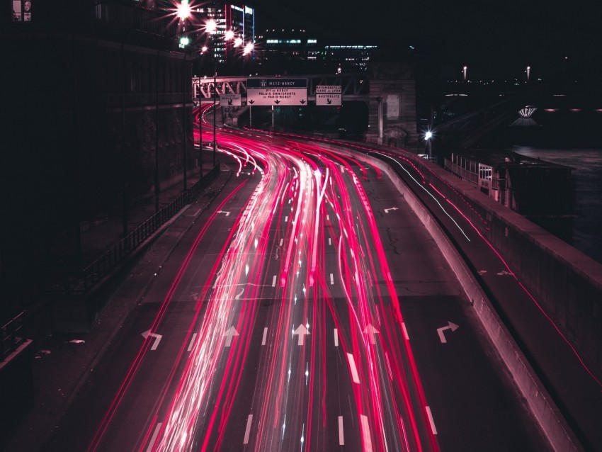 night city long exposure road direction movement Isolated Character in Clear Transparent PNG